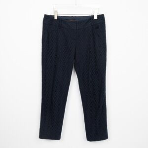 The Limited Drew Fit Eyelet Cropped‎ Pants Navy Blue Size 8 Women's
